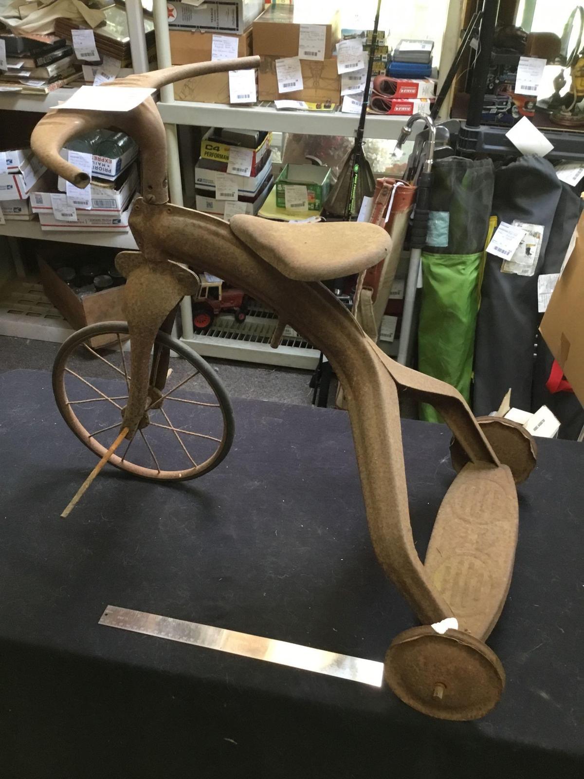 antique tricycle, art deco, possible made by mercury