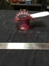 vintage Fenton, cranberry glass toothpick holder