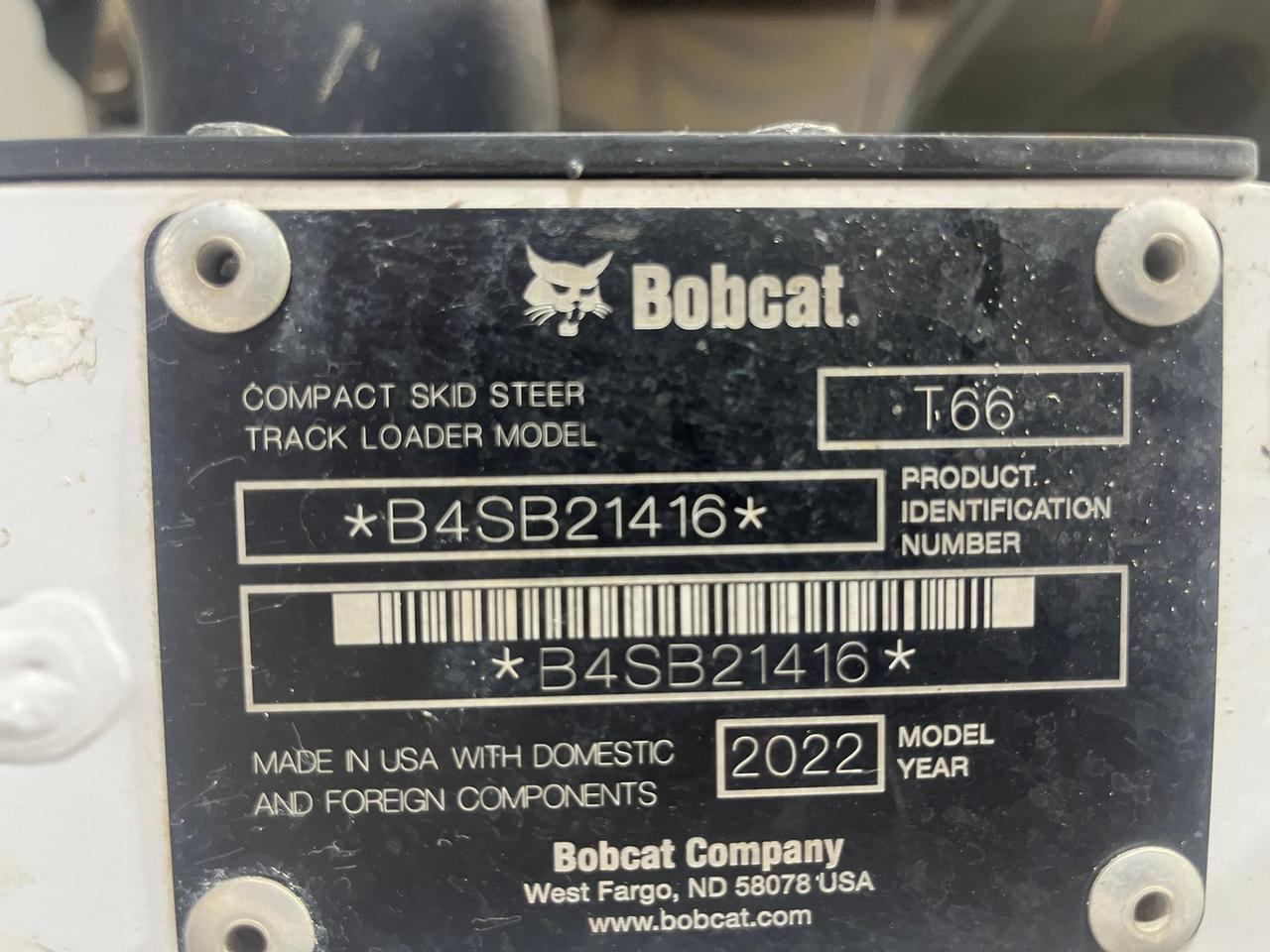 2022 Bobcat T66 Skid Steer Loader