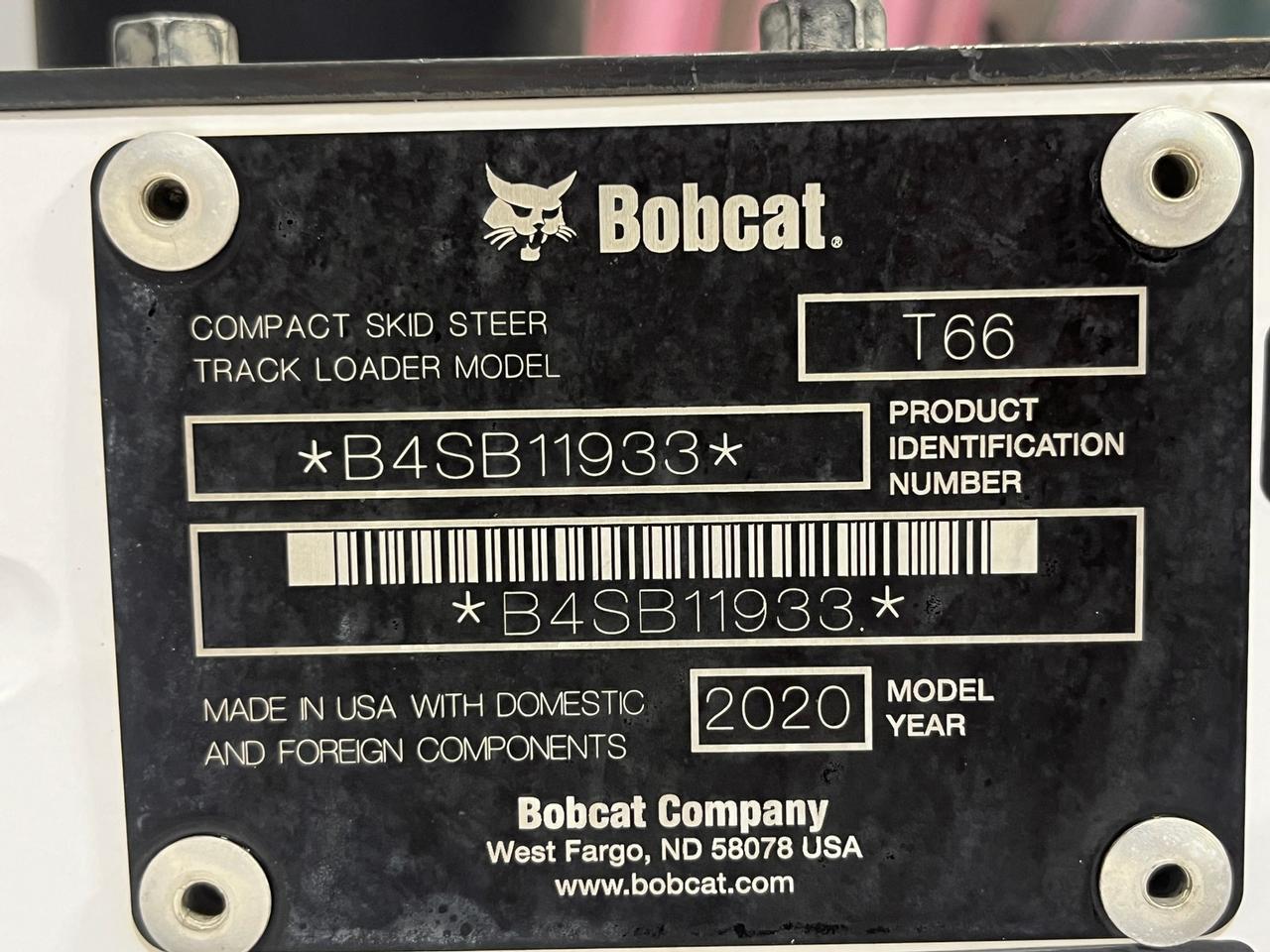 2020 Bobcat T66 Skid Steer Loader