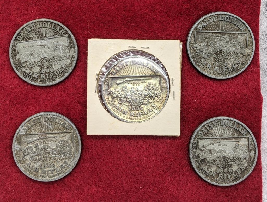 (5) Vtg Daisy Dollar Coins