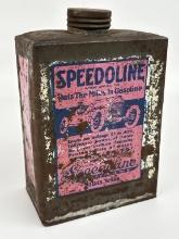 Early Speedoline Additive Oil Can w Racer Graphics