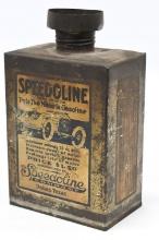 Early Speedoline Additive Oil Can w Racer Graphics
