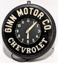 Ginn Motor Co Chevrolet Advertising Glo-Dial Clock