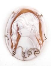 Italian Sterling Silver Signed Carved Shell Cameo