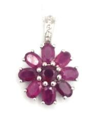 Sterling Silver 4.48ct Genuine Ruby Necklace