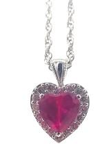 Sterling Silver 1.50ct Ruby Heart Necklace