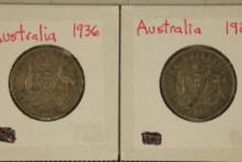 1926 & 1936 AUSTRALIA SILVER 1 SHILLINGS .3242