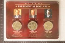 2016 PRESIDENTIAL DOLLAR 3 COIN SET IN LITTLETON