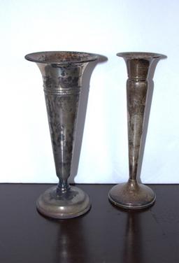 PAIR OF STERLING SILVER WEIGHTED VASES