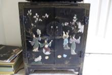 BLACK LACQUER CHINESE 2 DOOR CABINET