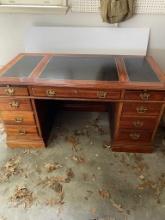 LEATHER TOPPED EXECUTIVE KNEE HOLE STYLE DESK