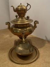 COMPLETE LARGE BRASS SAMOVAR - LIKELY RUSSIAN