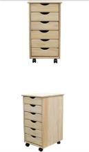 Adeptus 6-Drawer Solid Wood Mobile Storage Cart in Unfinished