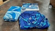 Box Lot of Assorted Backuard items and Beach Towel