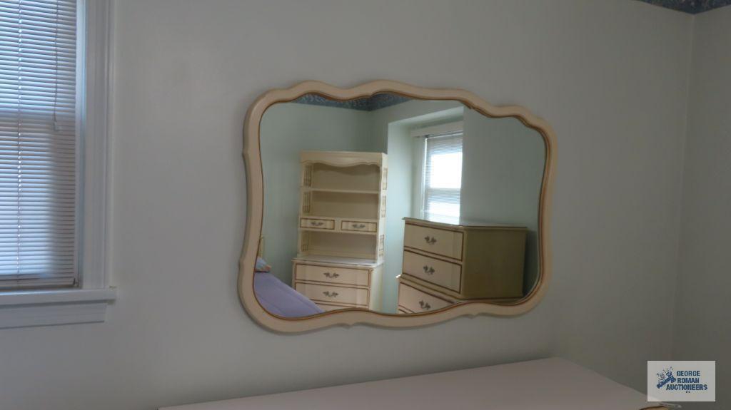 French Provincial dresser with mirror and five drawer chest by Dixie