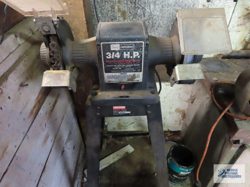 Craftsman 3/4 horsepower 8-inch grinder on Craftsman grinder stand