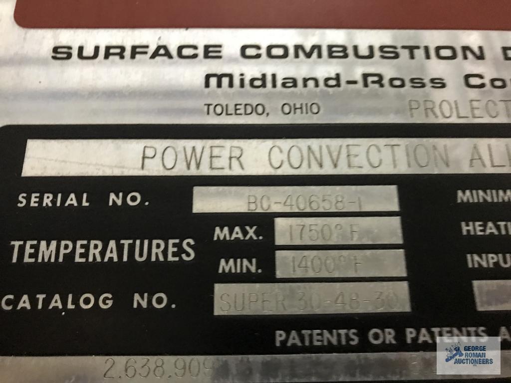 SURFACE COMBUSTION POWER CONVECTION ALLCASE FCE. SN# BC-40658-1. MAX TEMP: 1750 DEG. F.