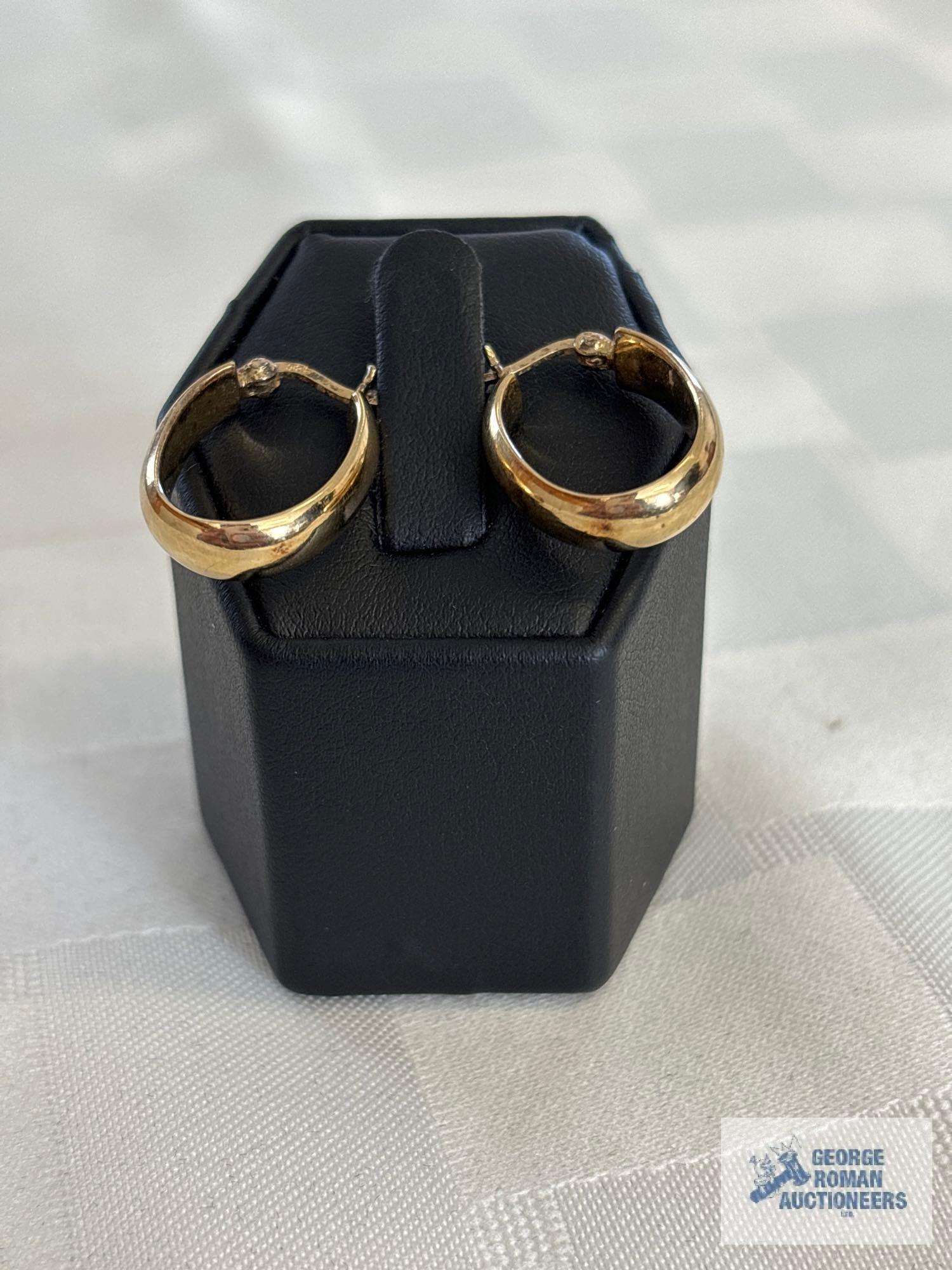 Gold colored hoop earrings, marked 925, approximate total weight is 3.03 G