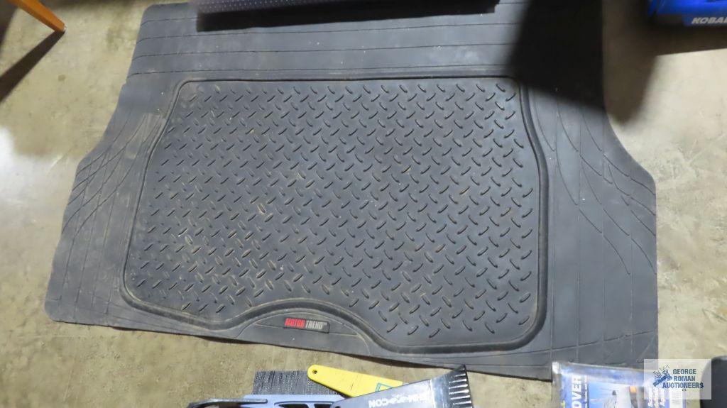 Motor Trend rubber cargo floor mat, ice scrapers...and brush snow cover, plastic rug runner