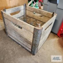 1950 Petersburg Creamery wooden and metal milk crate