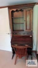 Heavy secretary...drop front bookcase and chair