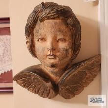 Dimensional wooden cherub plaque