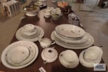 five piece place setting of fine China called Arlen Platina 555 includes creamer,...sugar and servin
