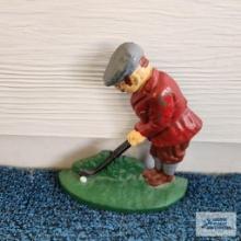 Cast iron golfer figurine door stop
