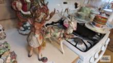 Fitz and Floyd...reindeer...candle holder and figurine, top broken on candle holder