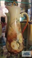 T&V Limoges France chocolate pot hand-painted by B. M. Warr.