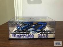 1970 SHELBY GT-500 AND 1969 BOSS 302, MUSTANG MAD CARS IN DISPLAY CASE