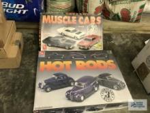 TWO BOXES OF HOT ROD AND MUSCLE CARS MODEL KITS. SETS STILL IN PLASTIC...