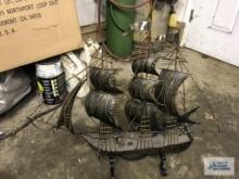 VINTAGE METAL THREE MAST SAILBOAT