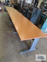 Two cherry finish formica top tables