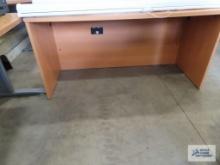 5 ft Cherry finish formica top desk. Cam bolts need tightened