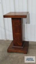 Antique oak pedestal. 24 in. tall by 13 in. square at top.