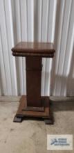 Antique oak pedestal. 30 in. tall by 14 in. square
