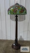 Tiffany style reproduction lamp with shade. 72 in. tall. Lamp shade is 24-1/2 in. wide at base.