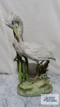 Cybis Egret with cattails porcelain figurine. 16-1/2 in. tall. Has a brown mark.