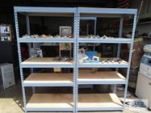wooden and metal double adjustable shelving unit