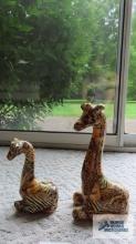 Pair of ceramic giraffe figurines, made in China