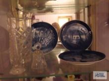Royal Copenhagen plates, glass vases and bell