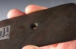 3 13/16" Rectangular Pendant made from red and black Banded Slate. Marion Co., Ohio.