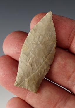 Thin 1 15/16" Lanceolate made from Flint Ridge Flint. Found in Whitley Co., Indiana.