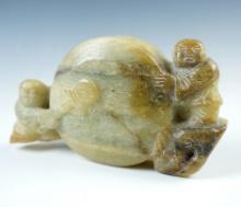 5 5/8" long x  3" tall Jade carving recovered in Southeast Asia.