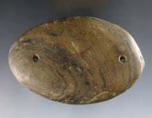 4 3/16" Hopewell Oval Gorget found in Tuscola Co. Michigan. Very well patinated.