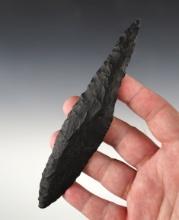 Large 6 3/16" Bi-Pointed Knife found by Dusty Rhoades in Oregon and made from Basalt. COA.