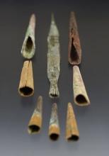 Set of 7 Brass points including 6 Conical and 1 unusual Socketed. Recovered in Geneva, NY
