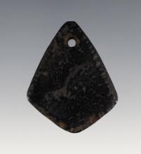 1 5/8" well styled Cannel Coal Pendant with tallied edges. Fox Field Site in Mason Co., KY.